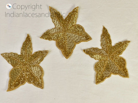 Floral Design Appliques in Beaded applique Decorative Handmade Patches Embroidered Bridal Appliques