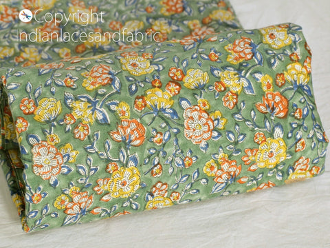 Indian Summer Dresses for Kids Women Block Print Fabric, Soft Cotton Fabric By The Yard