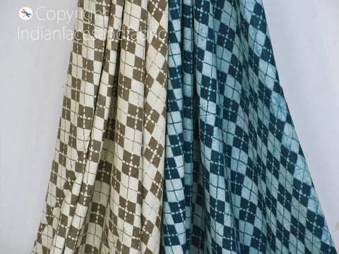 Block print fabric, indigo cotton, sewing fabric, indigo dress fabric, summer dress fabric, pure cotton fabric