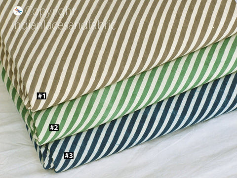 Striped Design Fabric, printed by wooden blocks, Cotton Fabric Prints, Exclusive Fashion, Designer Cotton Fabric