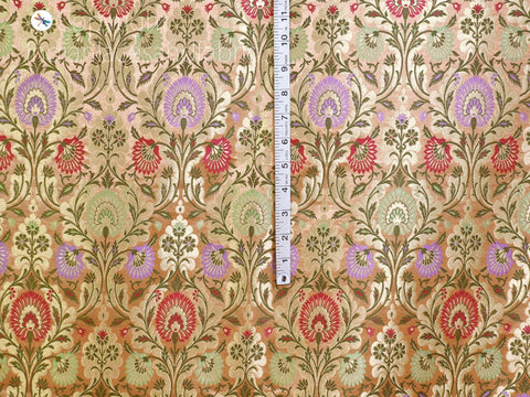 Peach Indian Brocade Fabric By The Yard Banarasi Bridal Silk Wedding Dress Material Crafting Sewing Home Furnishing Upholstery Drapery
