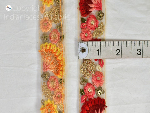 9 Yard 25mm Embroidery Fabric Trim Embellishment Embroidered Sari Ribbons Sewing Crafting Border Indian Trimmings Cushions Home Décor Tape