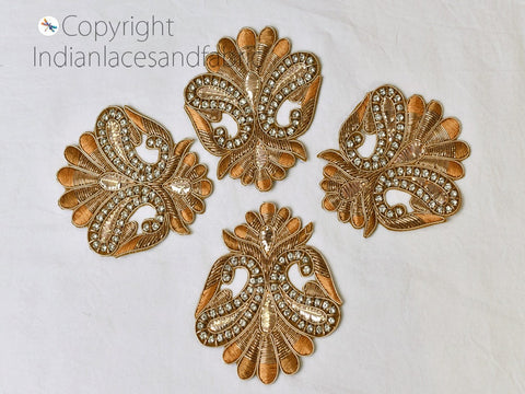 Wedding Dress Patch Beaded Designer Flower Design Applique Flower Design Applique