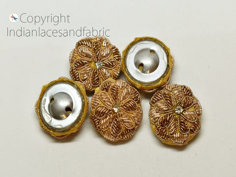 Handcrafted Indian Zardozi buttons, Sewing Supplies, Handcrafted Buttons, Fancy Buttons, Embroidered button, Embellishment Button, Indian Buttons, Metal embellishment