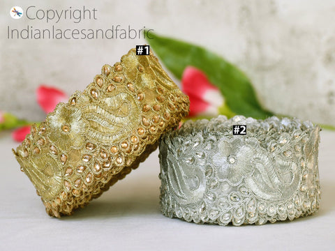 9 yard Decorative 5cm Stone Trim festive Season dress tapes bridal wedding sari border garment accessories Stone Beaded Trimmings