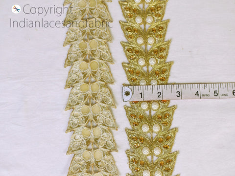 9 Yard Gold 6cm Stone trim Embellishment Bridal Belt Saree border Indian decorative lace saree trim costume DIY Crafting Hat Blouses ribbon