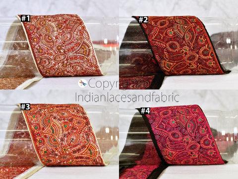 9 Yard Multicolor 9cm Embroidered Decorative Indian Saree Borders sewing Crafting Trim Lampshades Hat Costume Lace Christmas trimmings