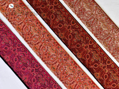 9 Yard Multicolor 9cm Embroidered Decorative Indian Saree Borders sewing Crafting Trim Lampshades Hat Costume Lace Christmas trimmings