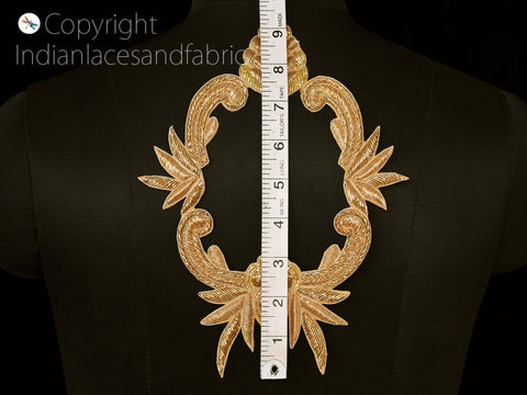 Decorative Zardozi Wedding Blouse Back Patches, Sequins applique, Handcrafted Appliques, Scrap booking Appliques, 9 inches Appliques