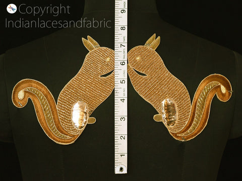 Squirrel Appliques in  Gold Color are extremely beautiful applique Lenght 4.5 inch x Width 6.2 inch Patch