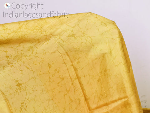 Indian Pale Yellow Indian Soft Batik Print Pure Silk Fabric By The Yard, Projects Making Pure Silk, Upholstery Pure Silk, Summer Dresses Silk Fabric