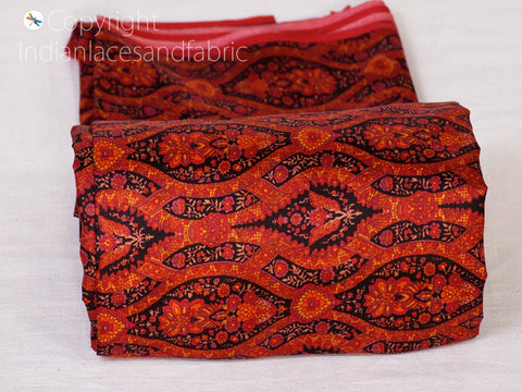 Indian Maroon Indian Soft Pure Printed Silk Saree Fabric by the yard, Women Dress Fabric, Sewing Crafting, Pure Silk Fabric, Apparel Fabric
