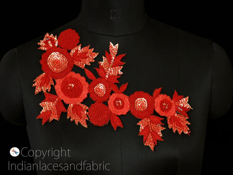 Floral Applique Decorative Thread Appliques Embroidered Bridal Appliques silk thread embroidery work Appliques