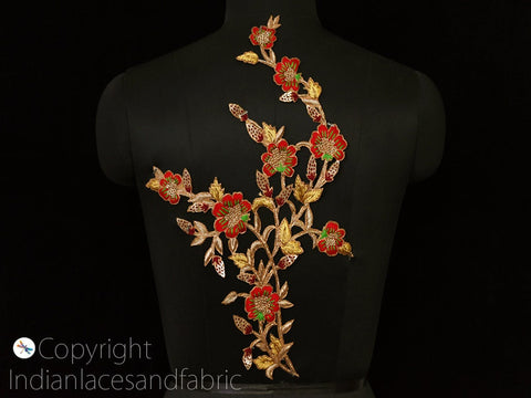 Floral Design Appliques in Beaded applique Decorative Handmade Patches Embroidered Bridal Appliques