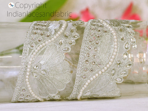 9 Yard Decorative 6 cm Wedding Laces Saree Border Embellishment Ribbon Trimmings Sewing Crafting Accessories Indian Gold Stone Trims