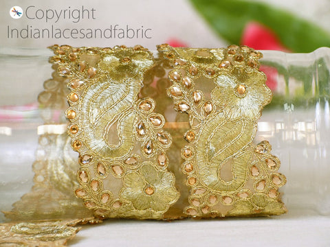 9 yard Decorative 5cm Stone Trim festive Season dress tapes bridal wedding sari border garment accessories Stone Beaded Trimmings