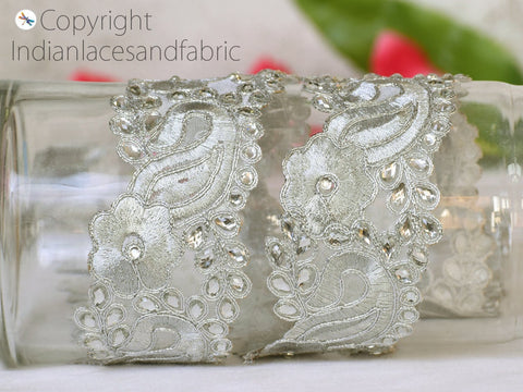 9 yard Decorative 5cm Stone Trim festive Season dress tapes bridal wedding sari border garment accessories Stone Beaded Trimmings