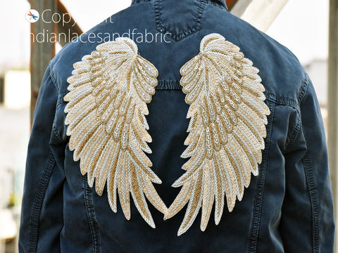 Beaded Angle Wings Appliques, Christmas applique, Applique for dress, Headband Applique, applique designs, Handcrafted Appliques, Scrap booking Appliques