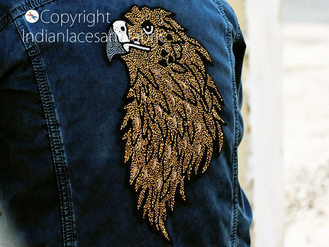 Handcrafted Beaded Eagle Sew on Denim Jackets Shirts Patches Embroidered Backpack Patch