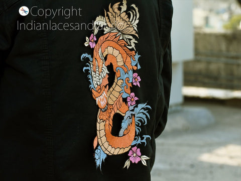 Beaded Dragon Sequin Appliques, Christmas applique, Applique for dress, Headband Applique, applique designs, Handcrafted Appliques, Scrap booking Appliques