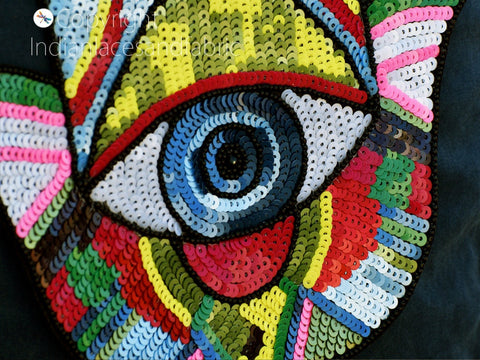 Embroidered Sequin Patches Hamsa Hand Palm All-Seeing Eye Sew on Denim Jackets Shirts Backpack Patch
