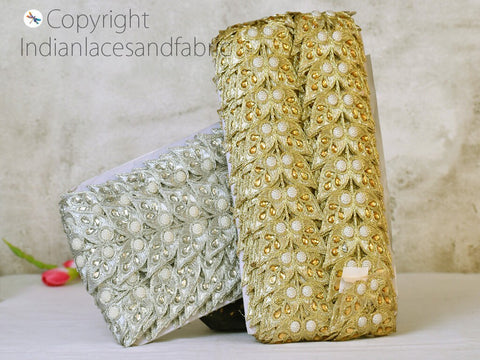 9 Yard Gold 6cm Stone trim Embellishment Bridal Belt Saree border Indian decorative lace saree trim costume DIY Crafting Hat Blouses ribbon