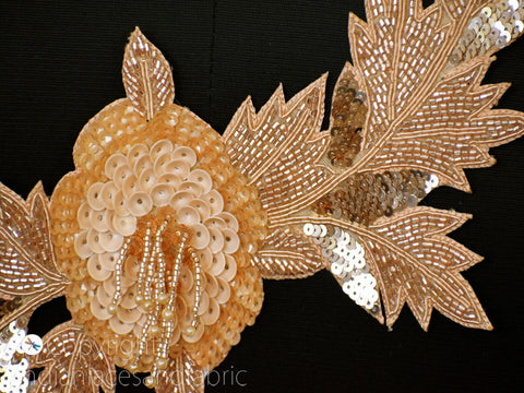Floral Beaded Gold Applique Embroidered Sewing Wedding Dresses Patches Appliques Handmade Patches, Sequins Patches