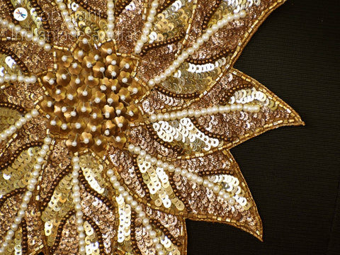 Mandala Gold Applique Women Dress Sewing Patches Gold Zardozi Patches Handcrafted Appliques Beaded Appliques