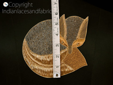 Fox Design Appliques in Grey and Gold Colour are extremely beautiful applique 5.5 Inch Width 7 inch applique