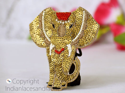 Handcrafted Elephant Sew on Sequin Patches Embroidered Beaded Backpack Patch