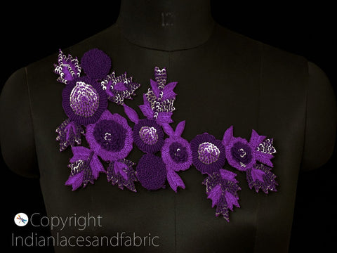 Floral Design Appliques Women Dress Sewing Patches Gold Zardozi Patches Handcrafted Appliques Beaded Appliques