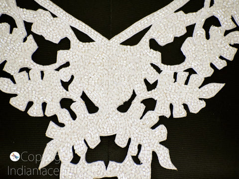 Beaded Work Neck Floral Patches, Neckline for dress, Headband Neckline, Wedding Dress Neck Patches