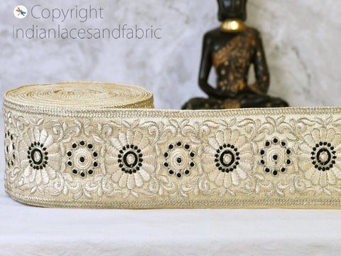 9 Yard Embroidered 9CM Ribbon Sari Ribbon Fabric Trim Saree Making Border Crafting Sewing Stole Tape Clutches Home Décor Embellish Trimmings