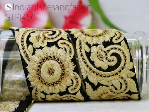 9 Yard Embroidered 75mm Embellishment Border lehenga Trim Sari Saree Ribbon Cushions bags decoration Sewing Clothing Costumes Trimmings