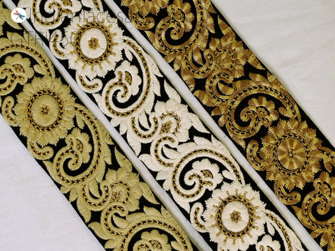 9 Yard Embroidered 75mm Embellishment Border lehenga Trim Sari Saree Ribbon Cushions bags decoration Sewing Clothing Costumes Trimmings