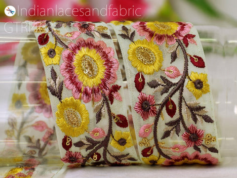 9 Yard Indian 5cm Sari Embellishments Embroidery Trim Saree Ribbon Embroidered Home Décor Tape Sewing Crafting Trimmings Purse Border