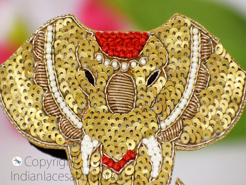 Handcrafted Embroidered Beaded Elephant Sew on Sequin Patches Sew on Denim Jackets Shirts Patches Backpack Patch