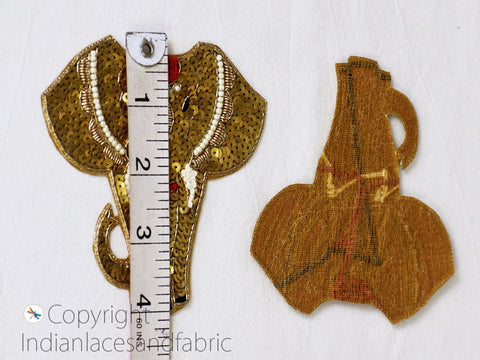 Elephant Sew on Sequin Patches Dresses Embroidered Indian Decorative Handmade Appliques 4 Inch Patch