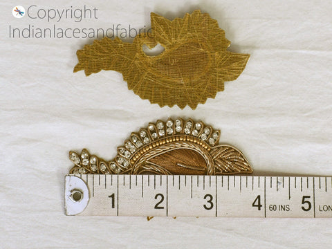 Handmade Zari Appliques Decorative Beaded Patch Designer Appliques Floral Applique Sequence 4 Inch approx. Patches