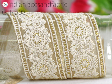 9 Yard Indian 6 CM Sari Border Embroidered Gown Trim Cushions DIY Crafting Wedding Saree Sewing Embroidery Dress Ribbon Dress Trimming