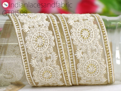 9 Yard Indian 6 CM Sari Border Embroidered Gown Trim Cushions DIY Crafting Wedding Saree Sewing Embroidery Dress Ribbon Dress Trimming