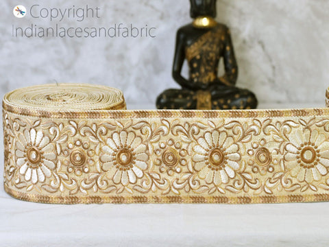 9 Yard Embroidered 9CM Ribbon Sari Ribbon Fabric Trim Saree Making Border Crafting Sewing Stole Tape Clutches Home Décor Embellish Trimmings