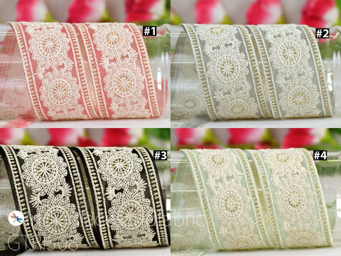 9 Yard Indian 6 CM Sari Border Embroidered Gown Trim Cushions DIY Crafting Wedding Saree Sewing Embroidery Dress Ribbon Dress Trimming