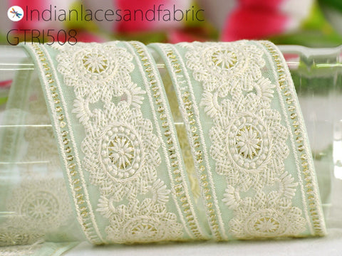 9 Yard Indian 6 CM Sari Border Embroidered Gown Trim Cushions DIY Crafting Wedding Saree Sewing Embroidery Dress Ribbon Dress Trimming