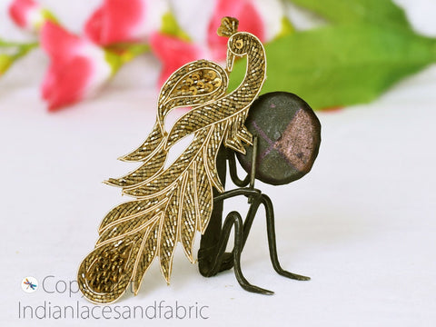 Peacock Beaded Patches Appliques Dresses Embroidered Indian Decorative Handmade Appliques