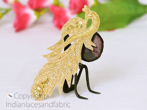 Peacock Beaded Patch Applique Handmade Indian Decorative Sewing Costume Dress Handcrafted Patches