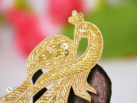 Peacock Beaded Patch Embroidery Sew on Patch Decorative Denim Patches Applique Embroidery Handcrafted 6 Inches Appliques