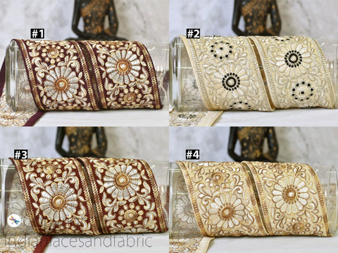 9 Yard Embroidered 9CM Ribbon Sari Ribbon Fabric Trim Saree Making Border Crafting Sewing Stole Tape Clutches Home Décor Embellish Trimmings