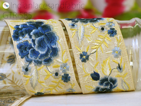 9 Yard Embroidered 7CM Trim Indian Bridal Belt lace Crafting Fabric Saree Sewing Decorative Beach Bag Sewing Craft Ribbons Home Decor Border