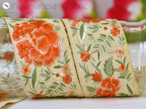 9 Yard Embroidered 7CM Trim Indian Bridal Belt lace Crafting Fabric Saree Sewing Decorative Beach Bag Sewing Craft Ribbons Home Decor Border